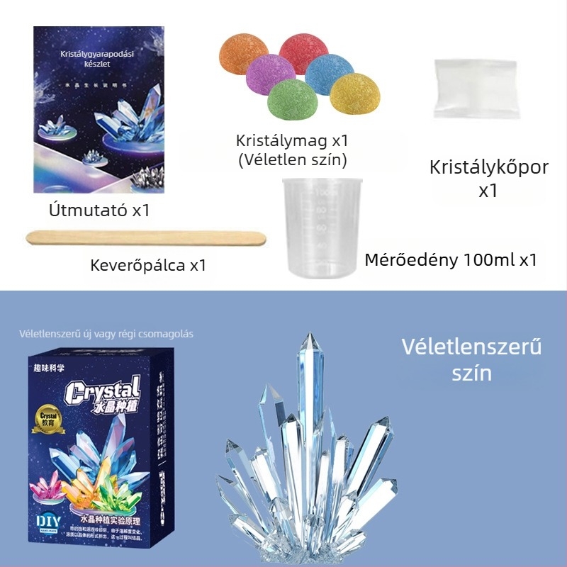  Kristálygyarapító készlet gyerekeknek – szórakoztató tudományos játék, DIY, önnövekvő kristályok, ajándék, csomagolás: papírdoboz, 14 éves kortól