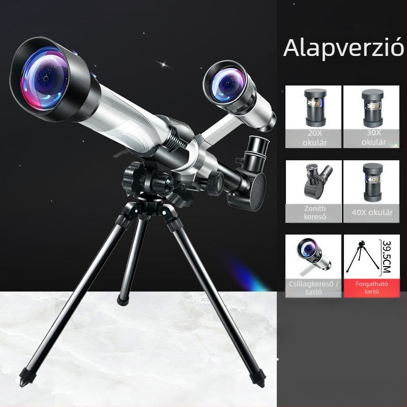 Gyermekeknek szóló kezdő HD asztronómiai távcső – csillagászati kísérleti készlettel, 7–14 éveseknek, többfunkciós, elektromos áram nélkül