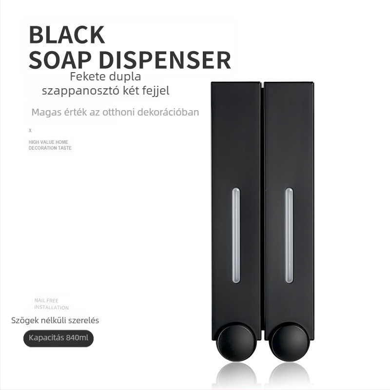 Fali szappanadagoló kézi nyomású működtetéssel, ABS anyagból, injekciós formázás, modern minimalista dizájn.