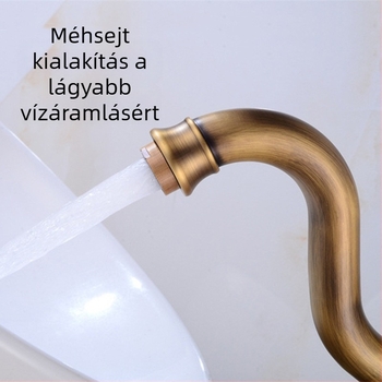 Teljesen rézből készült európai antik stílusú meleg–hideg vízcsap mosdókagylóhoz és kádhoz, retro konyha‑fürdő stílus