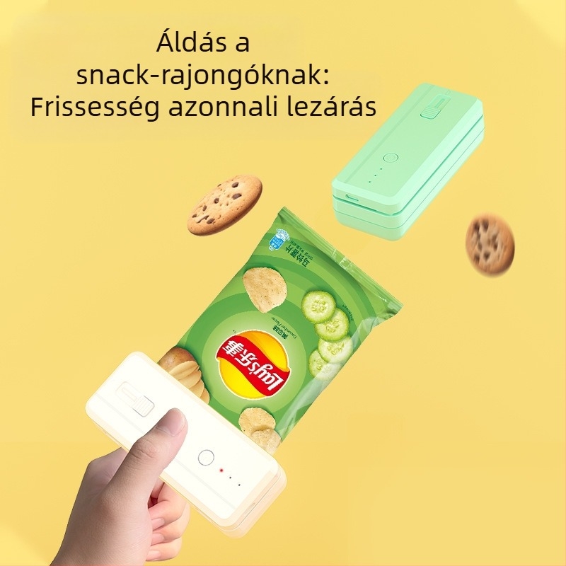 Hordozható tömítőgép élelmiszercsomagoláshoz, ABS műanyag ház, tömeg 170 g, kapacitás 1001-1500 ml, Modell: Kilenc Generáció, Testreszabható