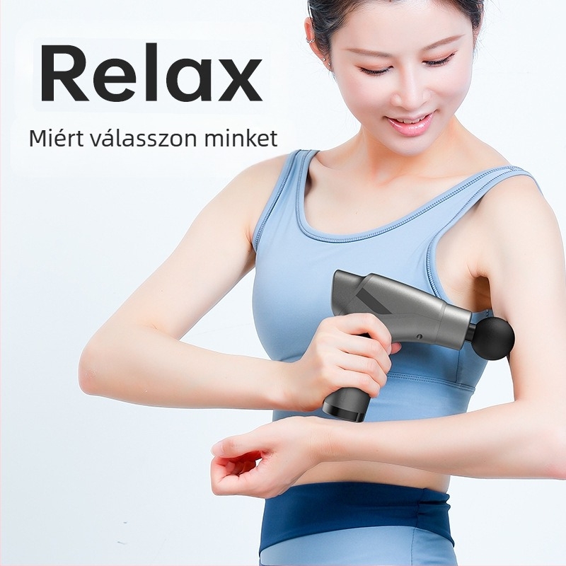 Mini fascia masszírozó brush motorral; 4 fej; beépített akkumulátor 1200–2000 mAh; LCD-kijelző 5+ sebességfokozattal; rendkívül csendes (<36 dB)