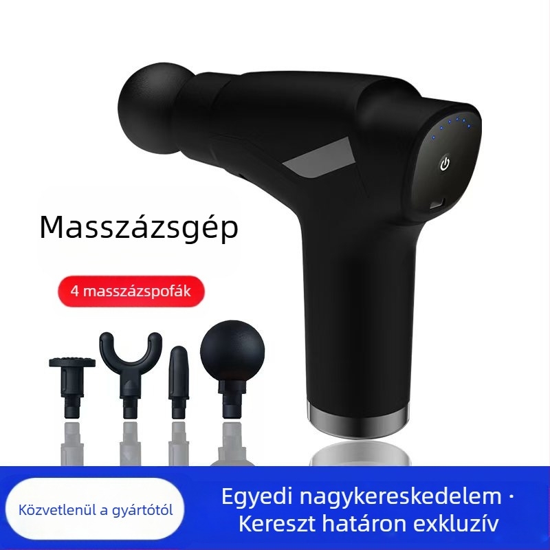 Mini fascia masszírozó brush motorral; 4 fej; beépített akkumulátor 1200–2000 mAh; LCD-kijelző 5+ sebességfokozattal; rendkívül csendes (<36 dB)