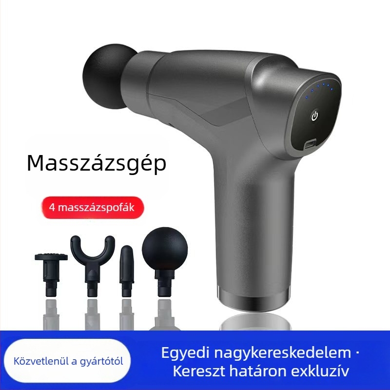 Mini fascia masszírozó brush motorral; 4 fej; beépített akkumulátor 1200–2000 mAh; LCD-kijelző 5+ sebességfokozattal; rendkívül csendes (<36 dB)