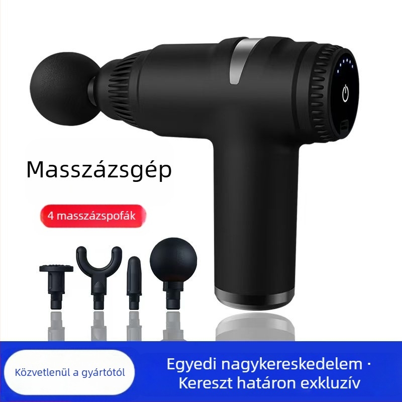 Mini fascia masszírozó brush motorral; 4 fej; beépített akkumulátor 1200–2000 mAh; LCD-kijelző 5+ sebességfokozattal; rendkívül csendes (<36 dB)