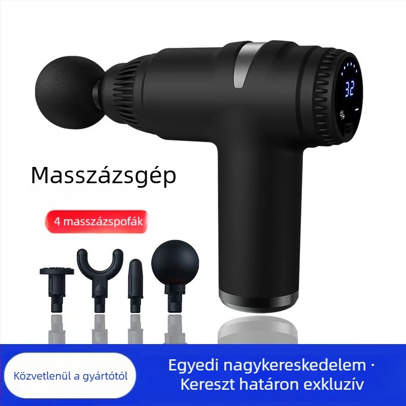 Mini fascia masszírozó brush motorral; 4 fej; beépített akkumulátor 1200–2000 mAh; LCD-kijelző 5+ sebességfokozattal; rendkívül csendes (<36 dB)