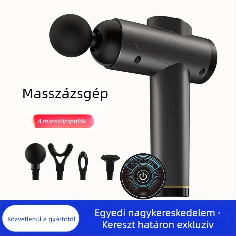 Mini fascia masszírozó brush motorral; 4 fej; beépített akkumulátor 1200–2000 mAh; LCD-kijelző 5+ sebességfokozattal; rendkívül csendes (<36 dB)