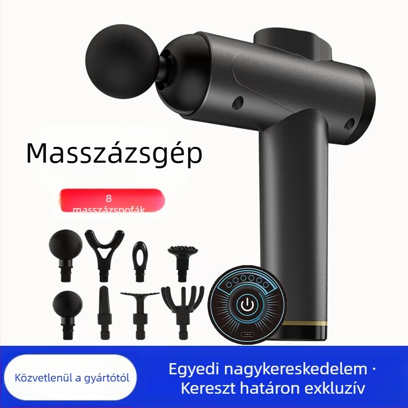 Mini fascia masszírozó brush motorral; 4 fej; beépített akkumulátor 1200–2000 mAh; LCD-kijelző 5+ sebességfokozattal; rendkívül csendes (<36 dB)