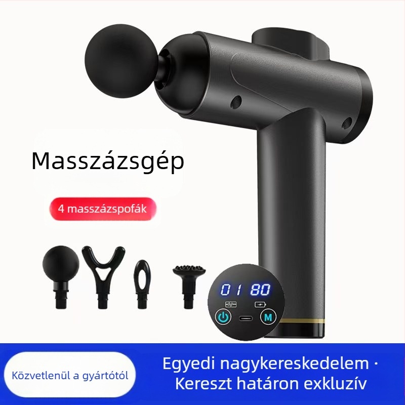 Mini fascia masszírozó brush motorral; 4 fej; beépített akkumulátor 1200–2000 mAh; LCD-kijelző 5+ sebességfokozattal; rendkívül csendes (<36 dB)