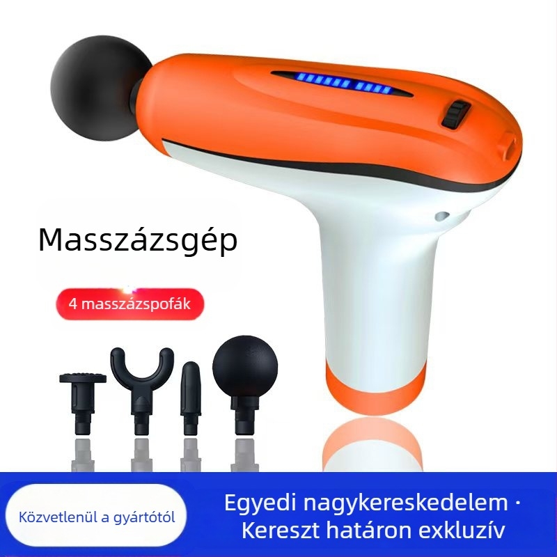 Mini fascia masszírozó brush motorral; 4 fej; beépített akkumulátor 1200–2000 mAh; LCD-kijelző 5+ sebességfokozattal; rendkívül csendes (<36 dB)