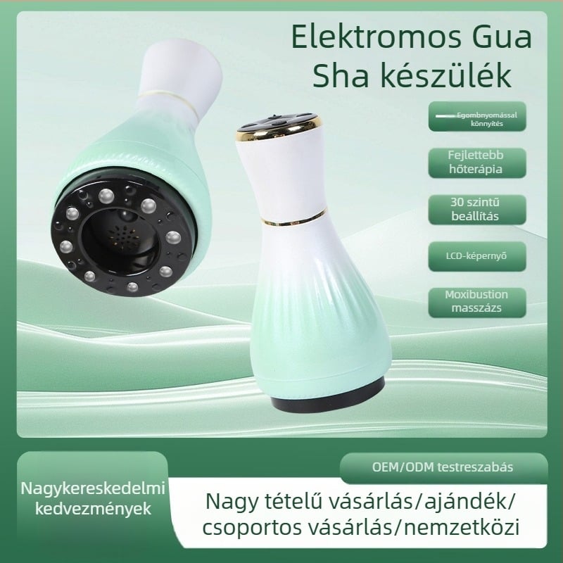 Elektromos gua sha masszázs készülék USB-s tápegységgel, gombos vezérléssel, MK-A modell, 0–48°C hőmérséklet-szabályozás, ABS
