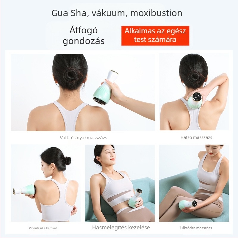 Elektromos gua sha masszázs készülék USB-s tápegységgel, gombos vezérléssel, MK-A modell, 0–48°C hőmérséklet-szabályozás, ABS