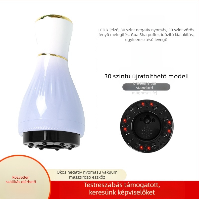 Elektromos gua sha masszázs készülék USB-s tápegységgel, gombos vezérléssel, MK-A modell, 0–48°C hőmérséklet-szabályozás, ABS