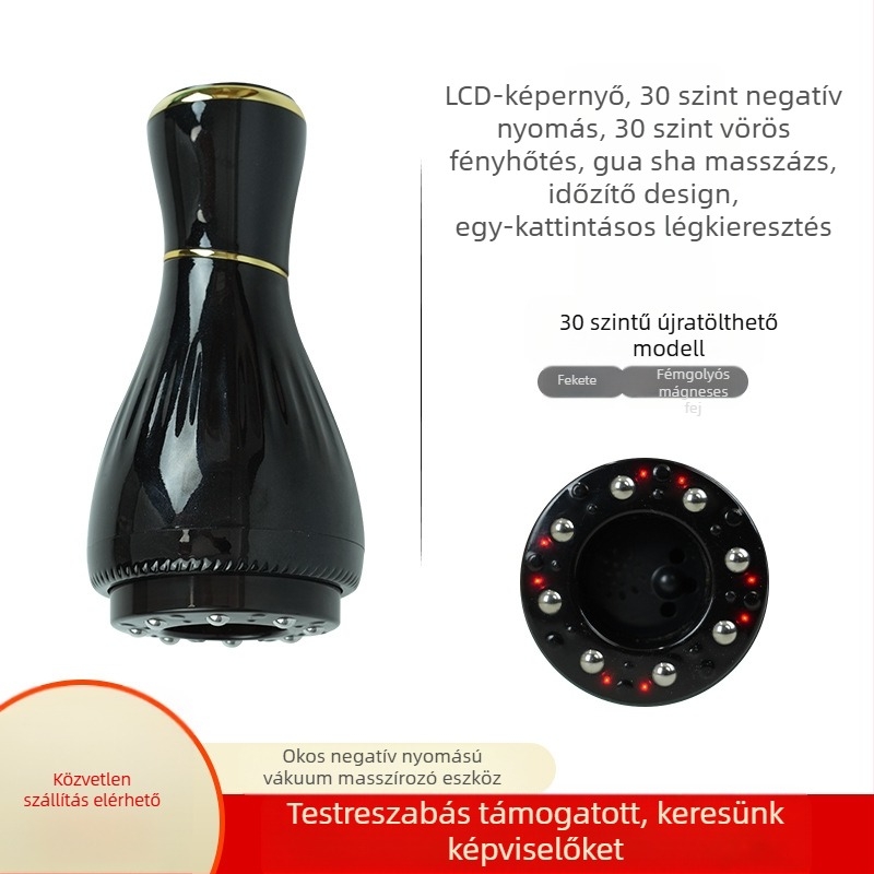 Elektromos gua sha masszázs készülék USB-s tápegységgel, gombos vezérléssel, MK-A modell, 0–48°C hőmérséklet-szabályozás, ABS