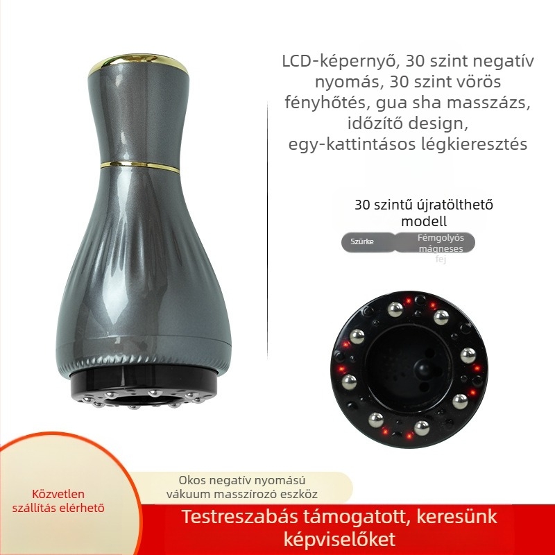Elektromos gua sha masszázs készülék USB-s tápegységgel, gombos vezérléssel, MK-A modell, 0–48°C hőmérséklet-szabályozás, ABS