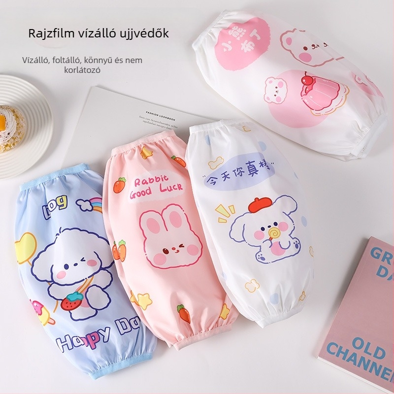 Vízhatlan rajzfilm mintás gyerek ujjvédők – konyhai használatra, moshatóak, foltállóak, 3–13 évesek