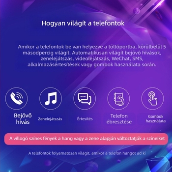LED hívásértesítő telefonvédő iPhone 16 Pro Max-hoz, hangvezérléssel, csúszásmentes és kopásálló, hét színben