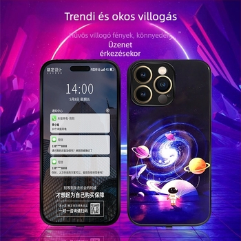LED hívásértesítő telefonvédő iPhone 16 Pro Max-hoz, hangvezérléssel, csúszásmentes és kopásálló, hét színben