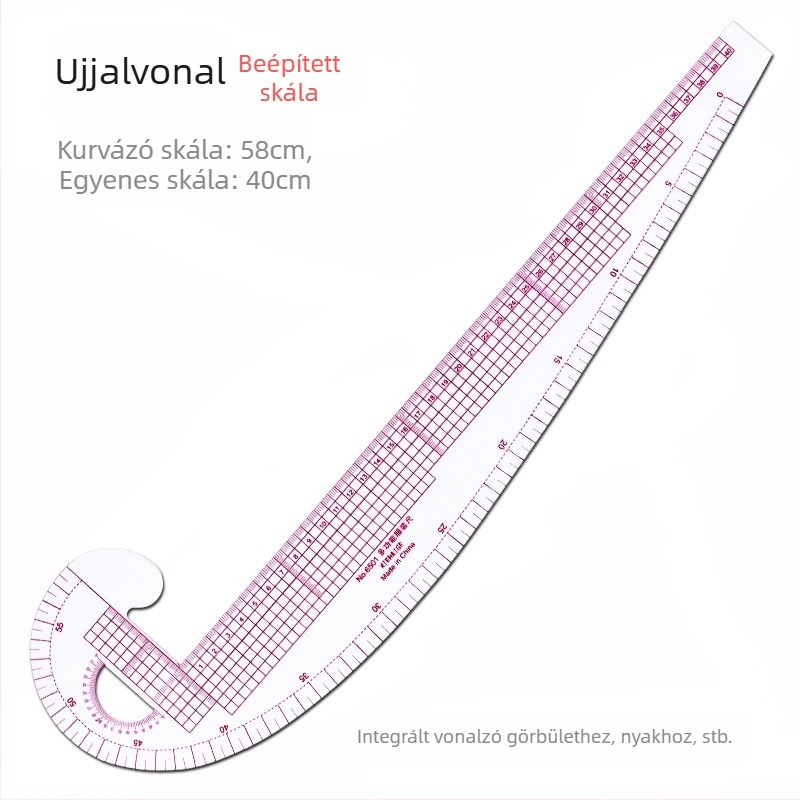 Ruházat tervező vonalzó készlet beépített skálával, műanyag, L-alakú derékszögű tábla és görbületi vezetők