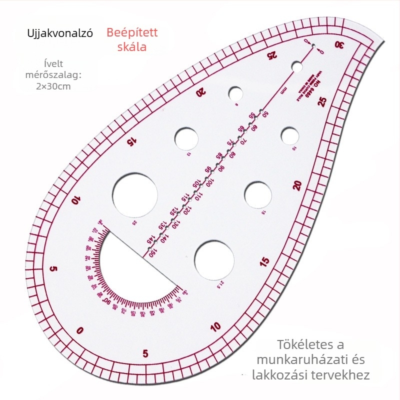 Ruházat tervező vonalzó készlet beépített skálával, műanyag, L-alakú derékszögű tábla és görbületi vezetők