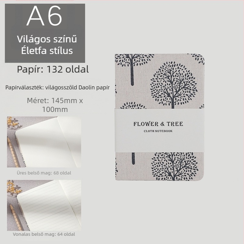 Napló vászonborítású, kötés szabadlapos, Daolin papír 100 g, 200 oldal, japán-koreai aranyos stílus