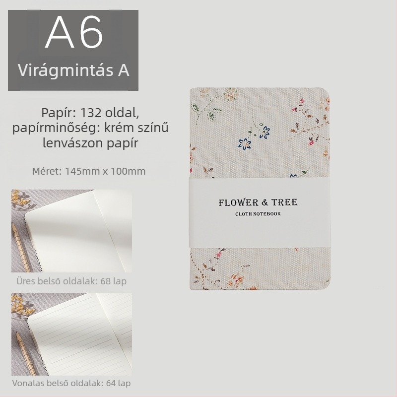 Napló vászonborítású, kötés szabadlapos, Daolin papír 100 g, 200 oldal, japán-koreai aranyos stílus