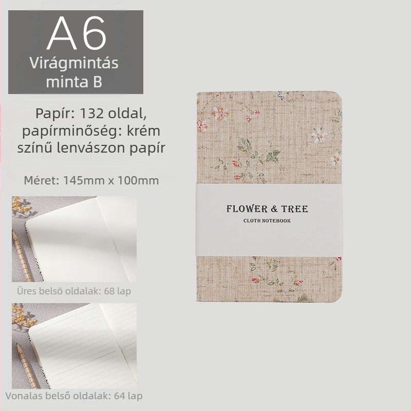 Napló vászonborítású, kötés szabadlapos, Daolin papír 100 g, 200 oldal, japán-koreai aranyos stílus