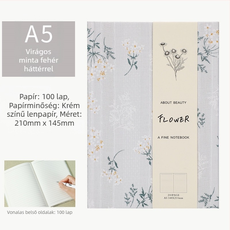 Napló vászonborítású, kötés szabadlapos, Daolin papír 100 g, 200 oldal, japán-koreai aranyos stílus