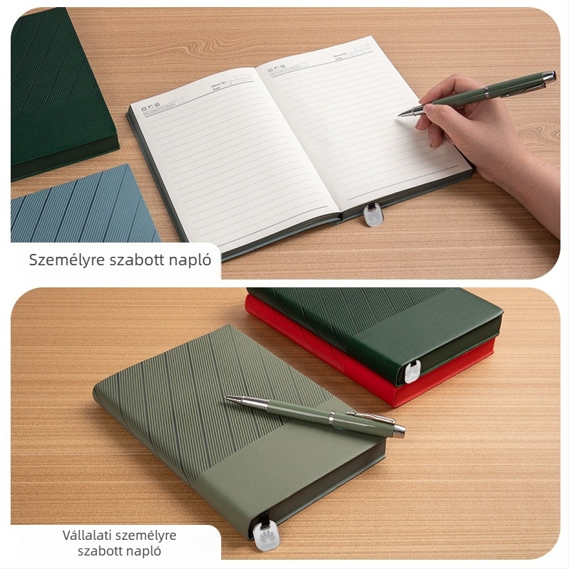 Puha bőr borítású notesz, varrattal kötött, Forest papír, 80 g/m², 200–300 oldal