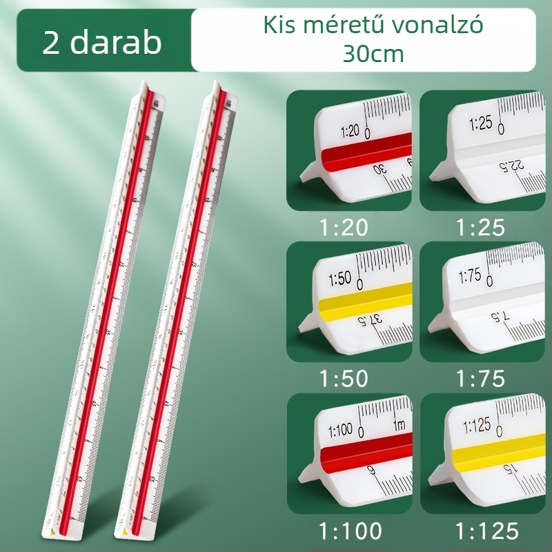 Háromszög alakú mérővonalzó nagy méretű építészeti tervezéshez, beltéri rajz, nagyító vonalzó, ruhatervezés
