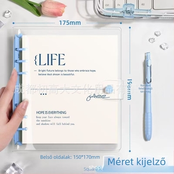 XFYP PVC átlátszó, puha bőrt imitáló fedéllel és leválasztható lapokkal rendelkező notesz, diákoknak, négyszögletes formátum