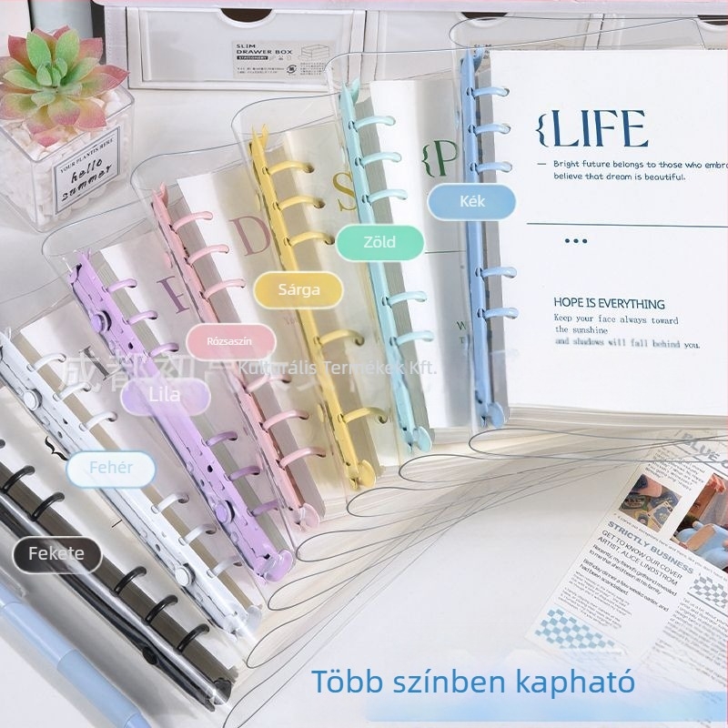 XFYP PVC átlátszó, puha bőrt imitáló fedéllel és leválasztható lapokkal rendelkező notesz, diákoknak, négyszögletes formátum