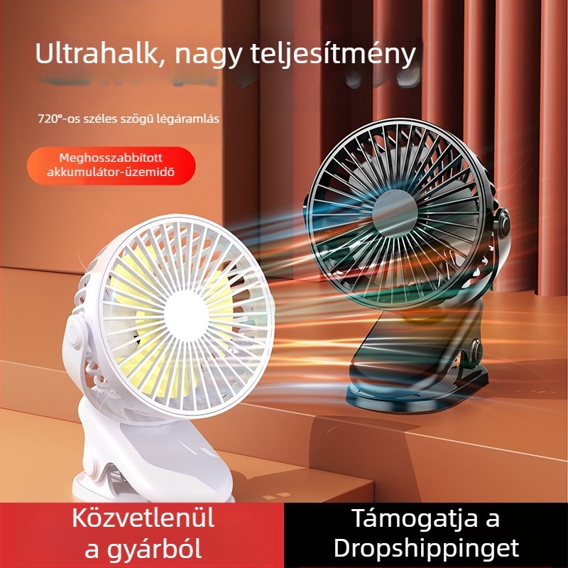 Hordozható clip-ventilátor USB-töltéssel, mini csendes asztali ventilátor irodába és nyárra