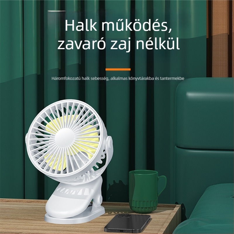 Hordozható clip-ventilátor USB-töltéssel, mini csendes asztali ventilátor irodába és nyárra