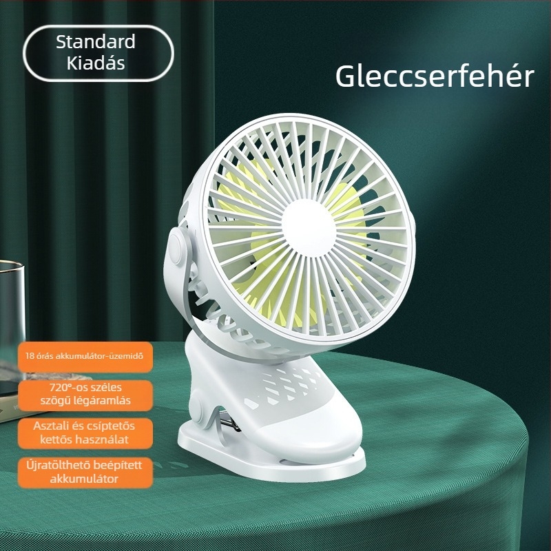 Hordozható clip-ventilátor USB-töltéssel, mini csendes asztali ventilátor irodába és nyárra