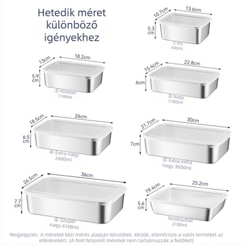 Rozsdamentes acél négyszögletes tál fedéllel – strapabíró tálaló és tároló edény, elektrolízis felület, logó nyomtatás lehetőség