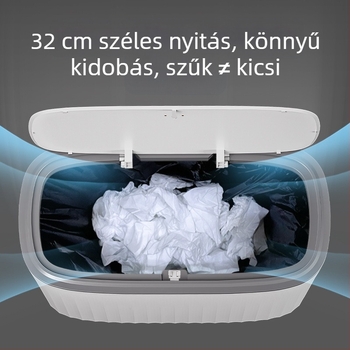 Műanyag szemetes kuka nyomógombos nyitással és pop-up fedéllel, 12 L vagy nagyobb kapacitás, hosszú hengeres forma, háztartási használatra