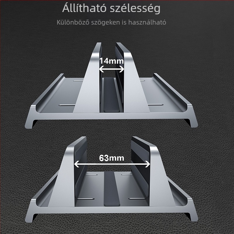 Laptop függőleges állvány, alumínium ötvözet, 546 g, kompatibilis a legtöbb notebookkal, asztali típus
