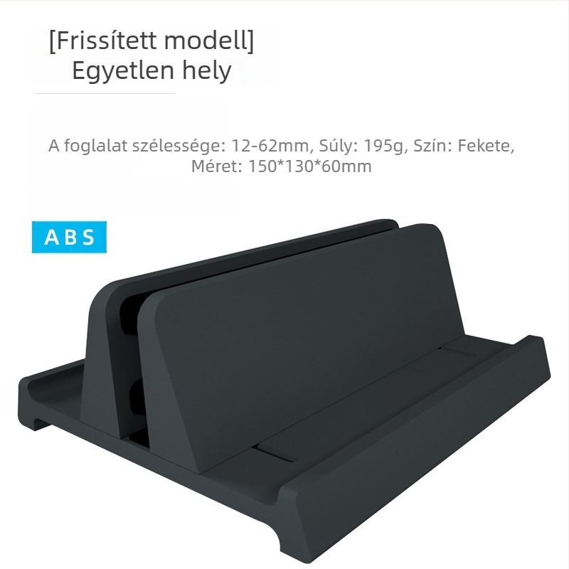 Laptop függőleges állvány, alumínium ötvözet, 546 g, kompatibilis a legtöbb notebookkal, asztali típus