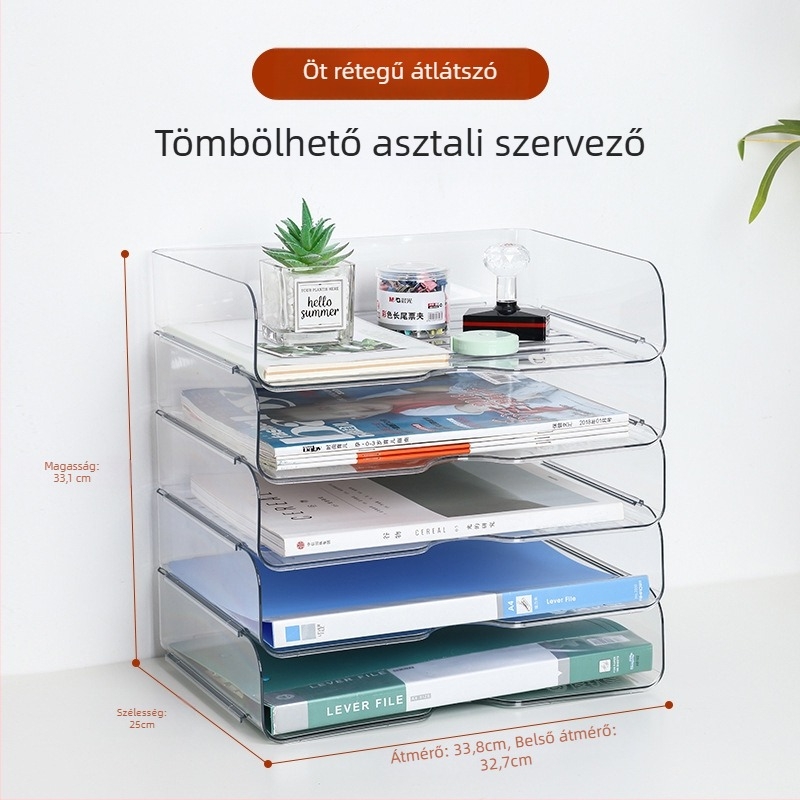 6-szintes műanyag asztali fájl-tartó