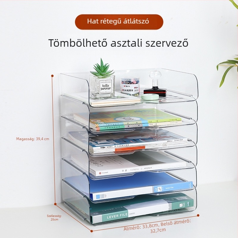 6-szintes műanyag asztali fájl-tartó