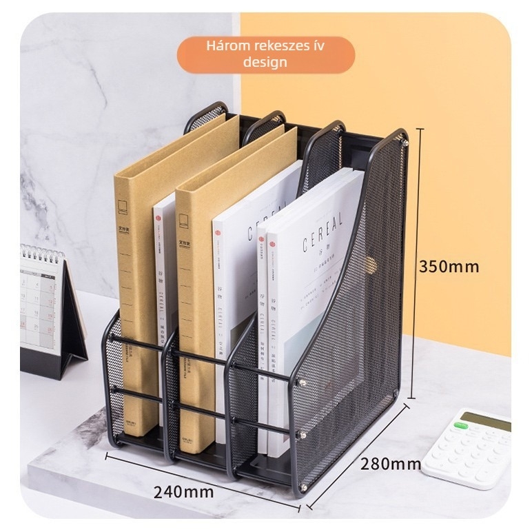 Fém iratrendező asztali szervező – négyszeres összeállítás, modell Quadruple Assembly