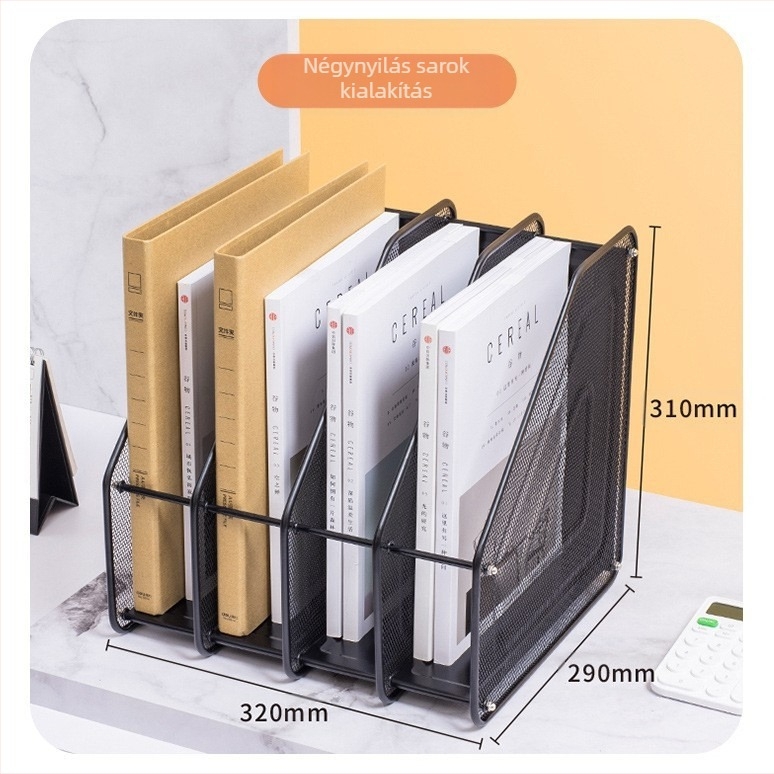 Fém iratrendező asztali szervező – négyszeres összeállítás, modell Quadruple Assembly