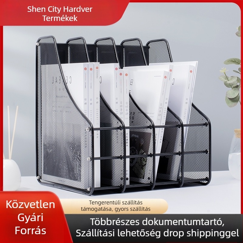 Fém iratrendező asztali szervező – négyszeres összeállítás, modell Quadruple Assembly