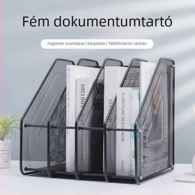 Fém iratrendező asztali szervező – négyszeres összeállítás, modell Quadruple Assembly