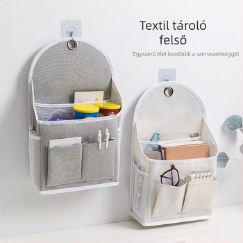 Fali akasztó tároló táska, pamut- és len anyagból, modell 00409, többfunkciós falra szerelhető tároló hálószoba, erkély, fürdőszoba és konyha számára