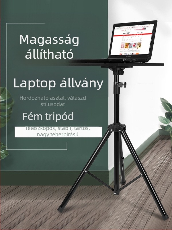 Vezeték nélküli töltő tartó laptophoz, magasságban állítható, összecsukható, kültéri használatra