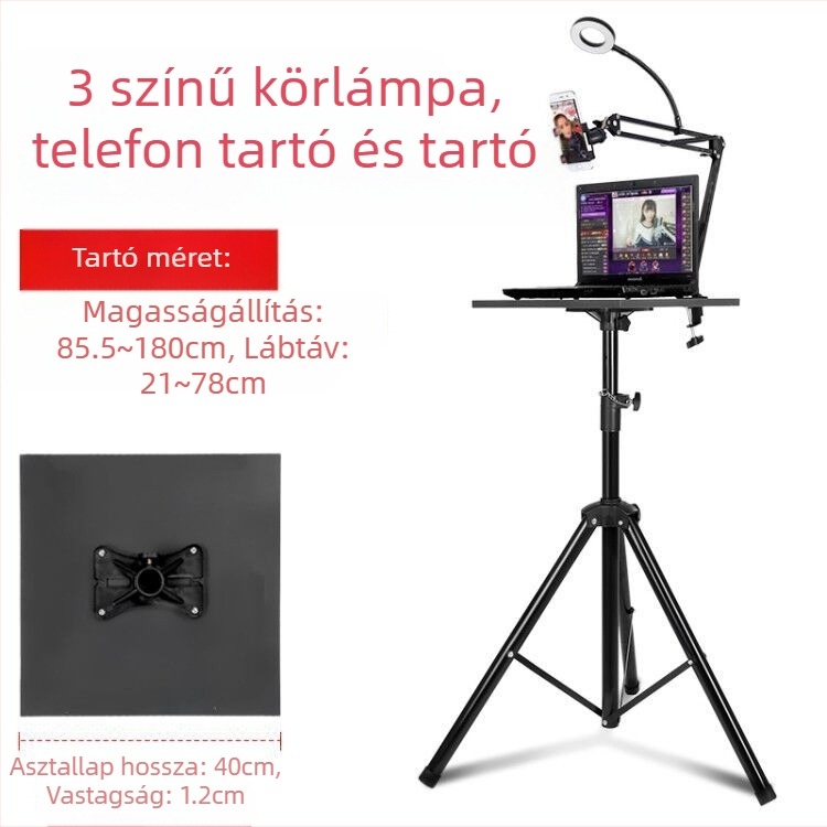 Vezeték nélküli töltő tartó laptophoz, magasságban állítható, összecsukható, kültéri használatra