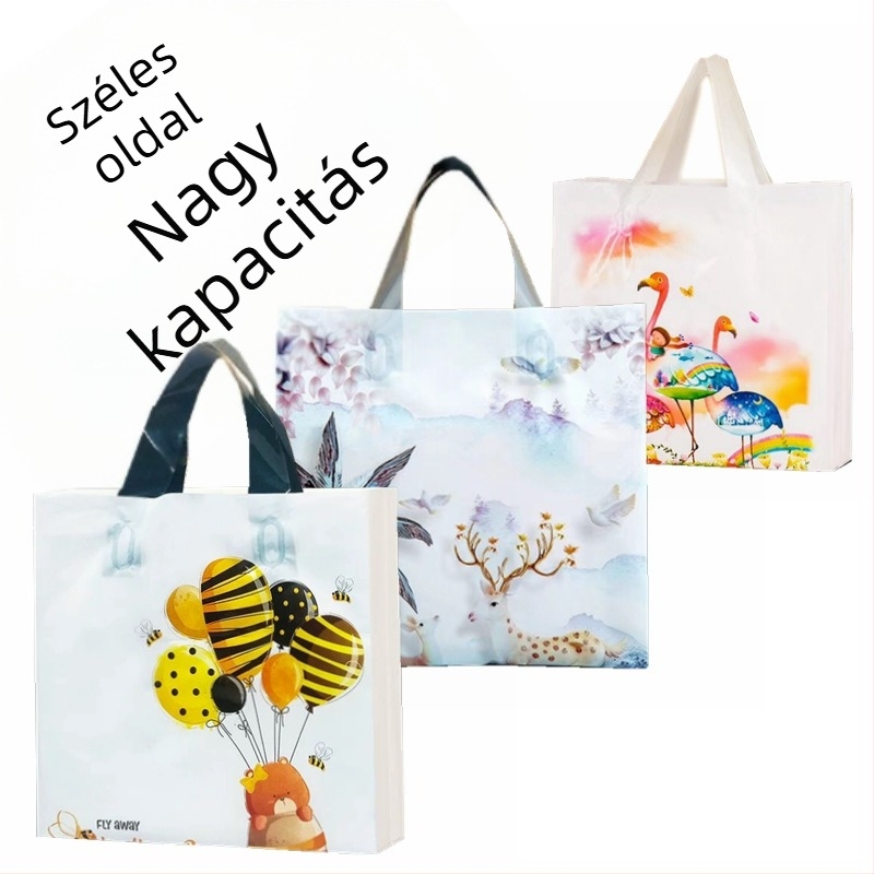 Gyermek ruháinak csomagoló táska - rajzfilm stílusú dizájn, kétszintes kialakítás, 12 selyem vastagság, új anyag, nagy napi gyártás