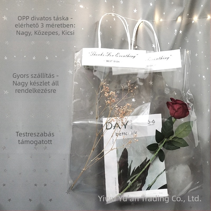OPP csokor csomagoló tasakok, azonnal elérhetők, végső csomagolás, ragasztási technika, 10 darab